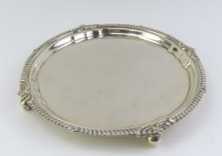 A silver card tray
