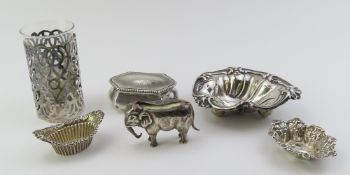 A collection of silver and unmarked white metal