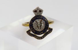 A Royal Scots Fusiliers sweetheart ring, with navy