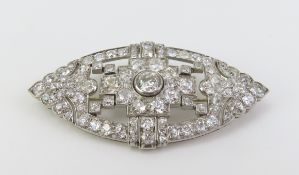 An Art Deco diamond brooch, of typical lozenge for