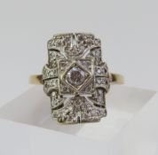 An early to mid 20th century diamond plaque ring,