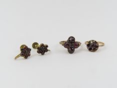 A 19th century garnet coloured stone set ring, the