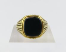 An unmarked large bloodstone, square head, signet