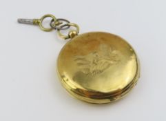 A full hunter pocket watch, the round white ename