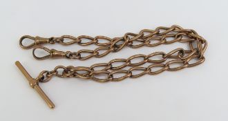 A 9ct rose gold Albert watch chain, with open curb