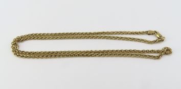 A 9ct gold Spiga link chain with a lobster claw cl