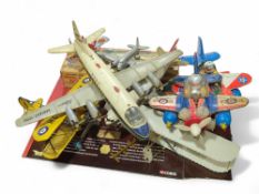 A collection of miniature plane models and other a