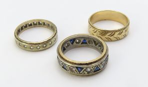 A 9ct gold blue and white synthetic stone eternity