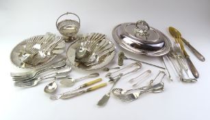 A large collection of silver-plated items, comprisi
