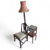 A dark oak lamp