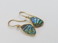 Nicholas Wylde - a pair of 9ct gold abalone shell