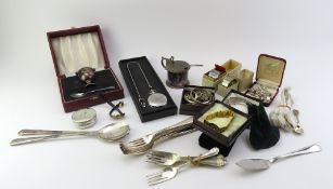 A collection of silver, silver plate, and other items