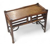 A bamboo apprentice table, with rounded corner pie