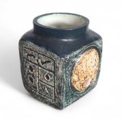 Troika, Cornwall - a 'marmalade jar' vase; of squ