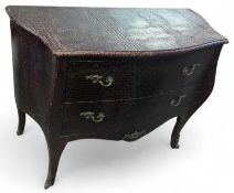 A crocodile skin effect and bow fronted chest of t