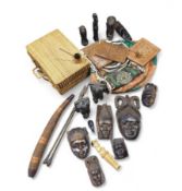 A collection of African items, including embroider