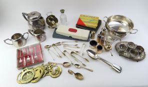 A collection of silver plate, silver and other metalware