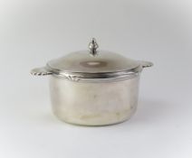 A French Ercuis silver-plated two-handled pot with