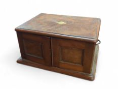 A mahogany canteen with three shelves of silver-pl