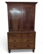 A mahogany linen press, the chest with two