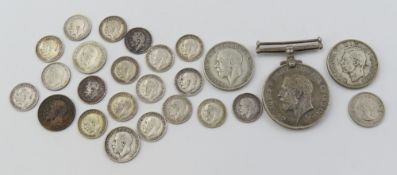 A collection of mixed silver British coinage, incl