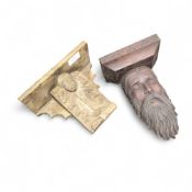 A stained oak corbel, the rectangular shelf with c