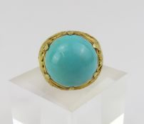 A mid-20th century cocktail ring, with a large, ro
