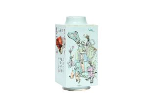 A square Chinese qianjiang cai 'Star Gods and their servants' vase, 19th/20th C.