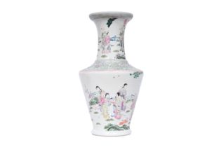 A Chinese famille rose vase with narrative design, 19th C.