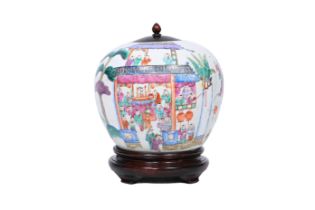 A Chinese famille rose 'Spring Festival' jar and cover, 19th C.