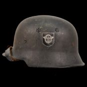WWII Nazi German Fireman M34 Helmet, FEUERSCHUTZPOLIZEI HELMET.