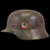 WWII Nazi German Waffen - SS M35 Helmet, With Liner and chin strap.