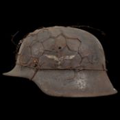WWII Nazi German M42 Luftwaffe Combat Helmet, Luftwaffe emblem, metal mesh for attaching camouflage