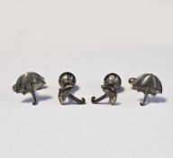 Pair of Tiffany & Co silver cufflinks in the form of umbrellas with swivel bar backs, each stamped T