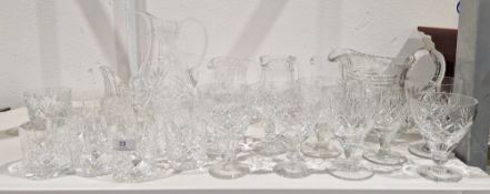 Composite cut-glass part table service, 20th century, etched marks, cut with diamonds and fronds,