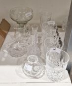 Set of six Waterford cut glass tumblers, an Edinburgh crystal cut glass match pot, two assorted