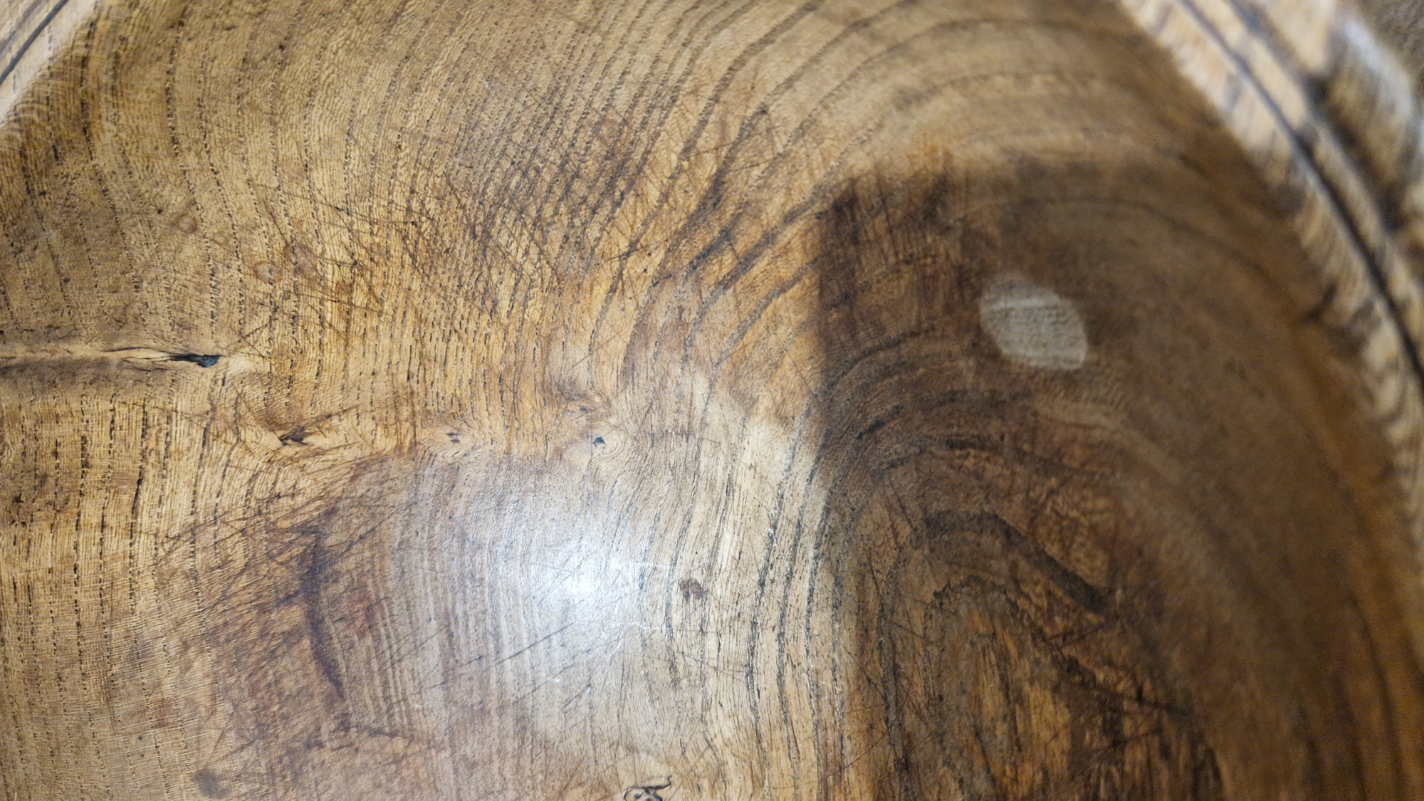 Two treen elm bowls in sizes, each turned, the first 19th/early 20th century (with repair to - Image 11 of 16