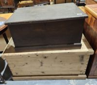 19th century oak carpenter's chest, the hinged lid opening to an interior fitted with three