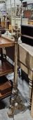 Gilt wood rococo style standard lamp, the column with mirrored panels, 123cm high