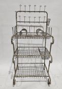 Vintage Balinese metal and wirework outdoor kitchen draining unit, white finish, the three tiers