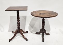 LOT WITHDRAWN Two 19th century style pedestal tables, one with a rectangular top on a turned support