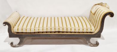 19th century mahogany framed upholstered chaise longue or day bed in the French empire manner,