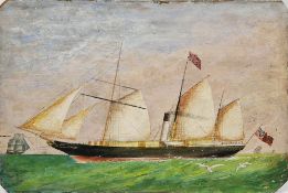 Late 19th century School Oil on panel Maritime, depicting a cargo steamer, 29cm x 43.2cm  Property