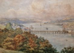 Three late 19th century school watercolours, comprising: a View of Bideford Bridge, 24cm x 33cm, a