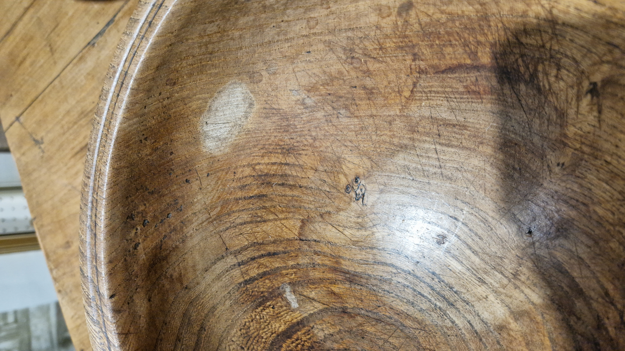 Two treen elm bowls in sizes, each turned, the first 19th/early 20th century (with repair to - Image 13 of 16