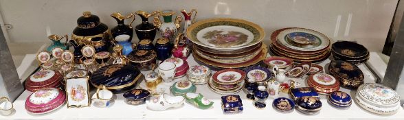 Large collection of 20th century Limoges Sevres-style porcelain, printed and painted gilt marks,
