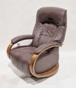 Contemporary German ' Himolla ' reclining swivel lounge chair, upholstered in a mink coloured