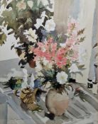 John Yardley (1933) Watercolour on paper Still life with flowers, signed lower left, 58cm x 45.5cm