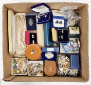 Collection of costume jewellery and small collectable items including silver chain-link bracelet