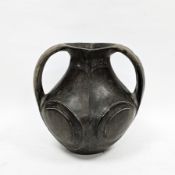 Chinese grey pottery two-handled globular vase in the Western Han Dynasty 'Lifan Ware' style, of